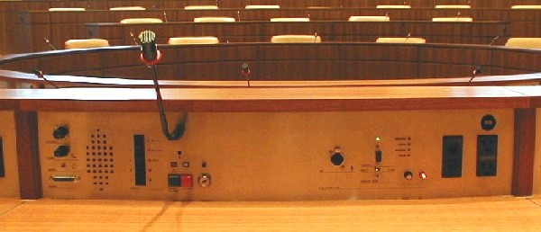 Custom delegate desk panel in the Asia Pacific Hall